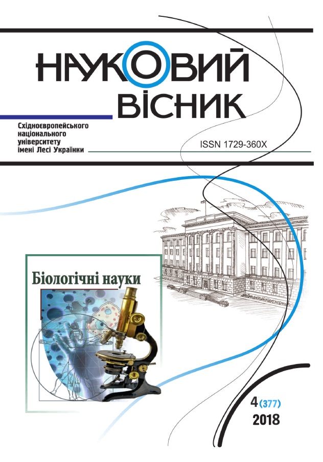 					View No. 4(377) (2018): Lesia Ukrainka Eastern European National University Scientific Bulletin. Series: Biological Sciences
				